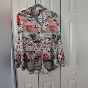 Chico's Multicolor Floral Button-Up Blouse
